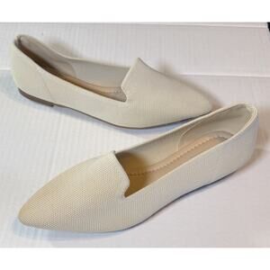MUSSHOE Size 9 Ivory Stretch Ballet Flats Loafers Comfort Pointed Toe